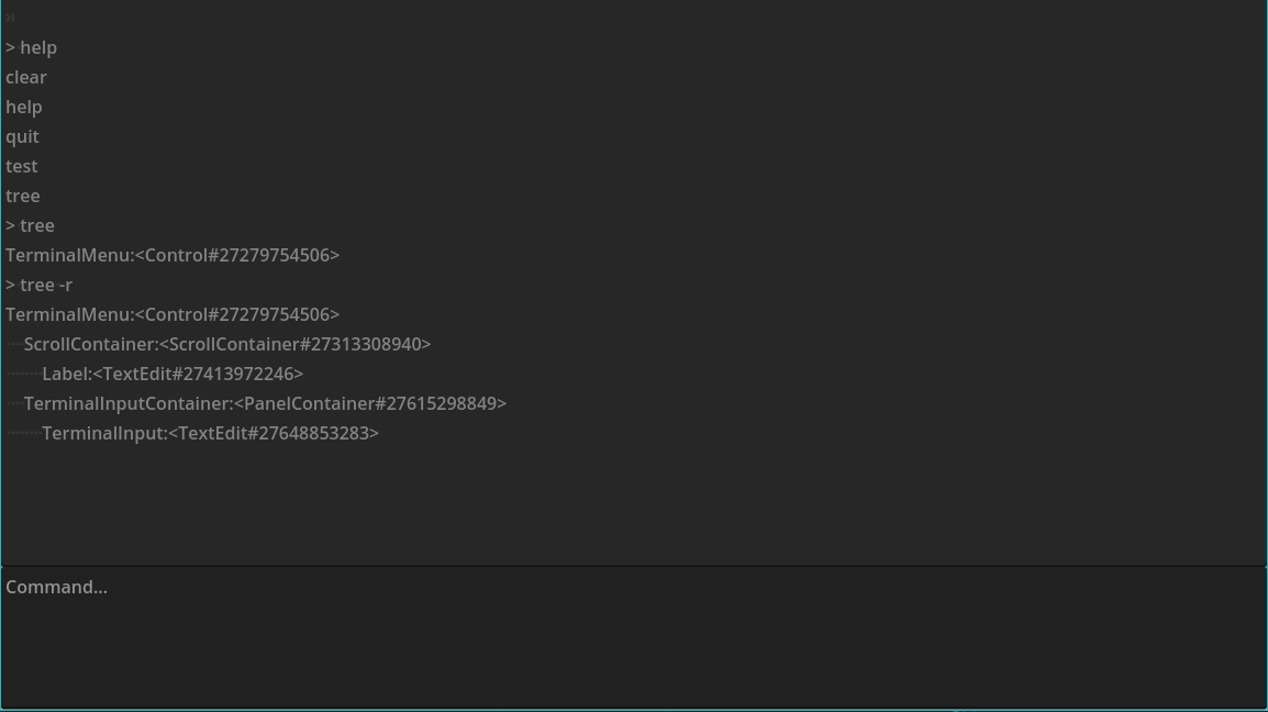 Godot Terminal in-game console interface